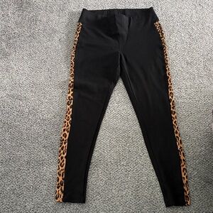 INC International Concepts Black Leggings with Leopard Accents